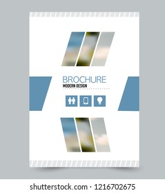 Flyer template. Brochure layout. Annual report cover or print out poster design. Blue color. Vector illustration.