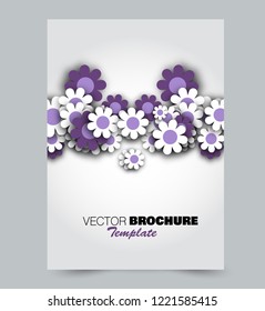 Flyer template. Brochure layout. Annual report cover or print out poster design. Purple color. Vector illustration.