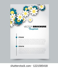 Flyer template. Brochure layout. Annual report cover or print out poster design. Blue and yellow color. Vector illustration.