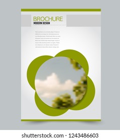 Flyer template. Brochure layout. Annual report cover or print out poster design. Green color. Vector illustration.