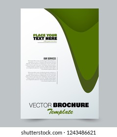 Flyer template. Brochure layout. Annual report cover or print out poster design. Green color. Vector illustration.