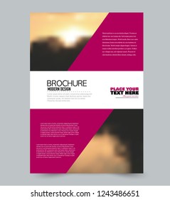 Flyer template. Brochure layout. Annual report cover or print out poster design. Pink color. Vector illustration.