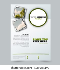 Flyer template. Brochure layout. Annual report cover or print out poster design. Green color. Vector illustration.