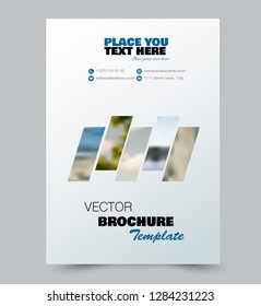 Flyer template. Brochure layout. Annual report cover or print out poster design. Blue color. Vector illustration.