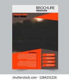 Flyer template. Brochure layout. Annual report cover or print out poster design. Orange and brown color. Vector illustration.