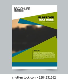 Flyer template. Brochure layout. Annual report cover or print out poster design. Blue and green color. Vector illustration.