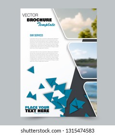 Flyer template. Brochure layout. Annual report cover or print out poster design. Blue color. Vector illustration.