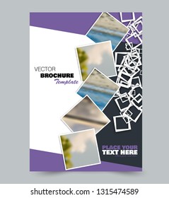 Flyer template. Brochure layout. Annual report cover or print out poster design. Purple color. Vector illustration.