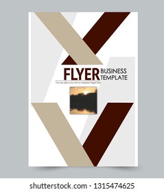 Flyer template. Brochure layout. Annual report cover or print out poster design. Brown color. Vector illustration.
