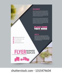 Flyer template. Brochure layout. Annual report cover or print out poster design. Pink color. Vector illustration.