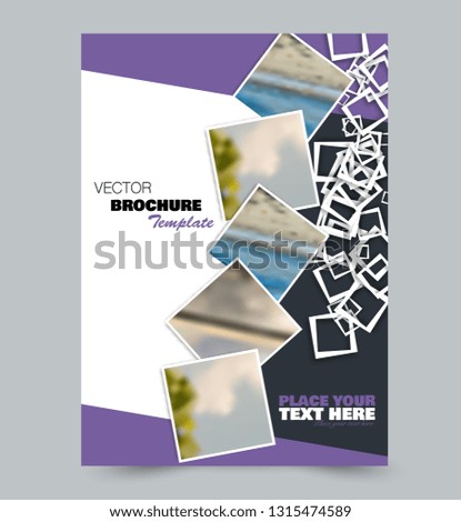 Flyer template. Brochure layout. Annual report cover or print out poster design. Purple color. Vector illustration.