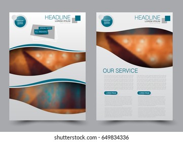 Flyer template. Brochure set. Annual report cover design.  Business or education poster. A4 size vector illustration. Blue color