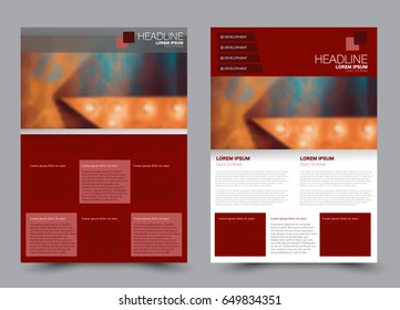 Flyer template. Brochure set. Annual report cover design.  Business or education poster. A4 size vector illustration. Red color