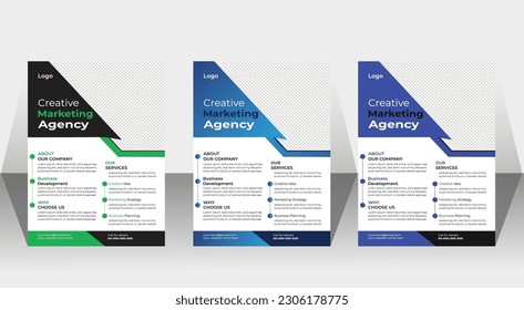 Flyer template. Business brochure. Editable A4 poster for design, education, presentation, website, magazine cover.
Abstract Creative corporate and business brochure flyer design  template, with three