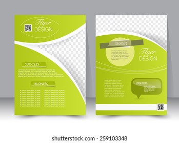 Flyer template. Business brochure. Editable A4 poster for design, education, presentation, website, magazine cover. Bright green color.