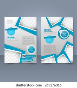 Flyer template. Business brochure. Editable A4 poster for design, education, presentation, website, magazine cover. Blue color.