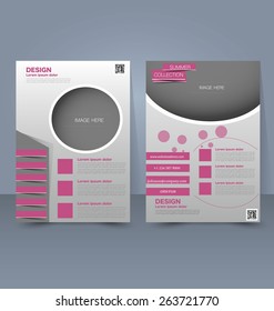 Flyer template. Business brochure. Editable A4 poster for design, education, presentation, website, magazine cover. Pink color.