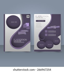 Flyer template. Business brochure. Editable A4 poster for design, education, presentation, website, magazine cover. Purple color.