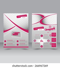 Flyer template. Business brochure. Editable A4 poster for design, education, presentation, website, magazine cover. Pink color.