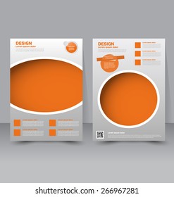 Flyer template. Business brochure. Editable A4 poster for design, education, presentation, website, magazine cover. Orange color.