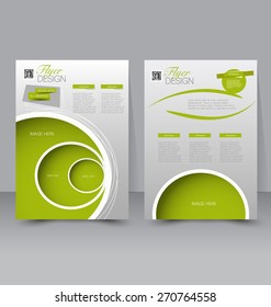 Flyer template. Business brochure. Editable A4 poster for design, education, presentation, website, magazine cover. Green color