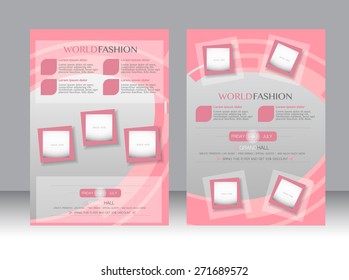 Flyer template. Business brochure. Editable A4 poster for design, education, presentation, website, magazine cover. Orange color