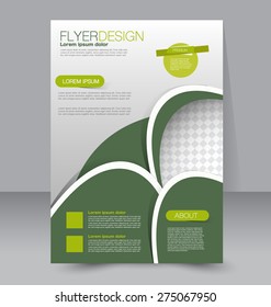 Flyer template. Business brochure. Editable A4 poster for design, education, presentation, website, magazine cover. Green color