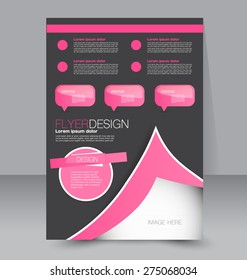 Flyer template. Business brochure. Editable A4 poster for design, education, presentation, website, magazine cover. Pink and grey color
