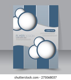 Flyer template. Business brochure. Editable A4 poster for design, education, presentation, website, magazine cover. Blue color
