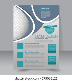 Flyer template. Business brochure. Editable A4 poster for design, education, presentation, website, magazine cover. Blue and green color.