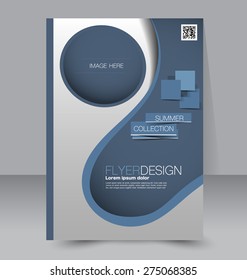 Flyer template. Business brochure. Editable A4 poster for design, education, presentation, website, magazine cover. Blue color