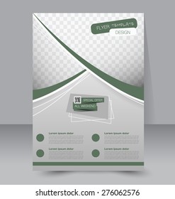 Flyer template. Business brochure. Editable A4 poster for design, education, presentation, website, magazine cover. Green color.