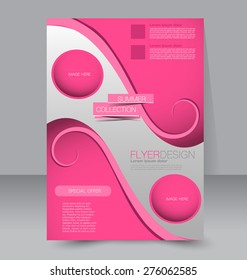 Flyer template. Business brochure. Editable A4 poster for design, education, presentation, website, magazine cover. Pink color.