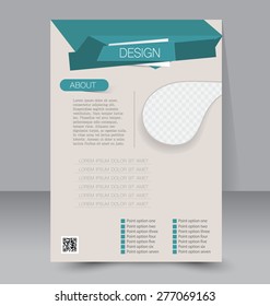 Flyer template. Business brochure. Editable A4 poster for design, education, presentation, website, magazine cover. Green color