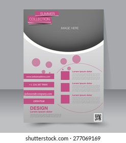 Flyer template. Business brochure. Editable A4 poster for design, education, presentation, website, magazine cover. Pink color.