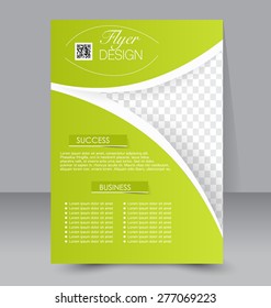 Flyer template. Business brochure. Editable A4 poster for design, education, presentation, website, magazine cover. Green color.