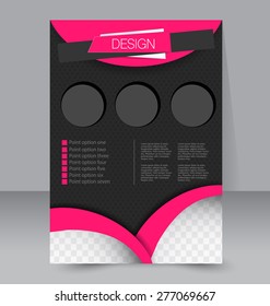 Flyer template. Business brochure. Editable A4 poster for design, education, presentation, website, magazine cover. Pink and black color.