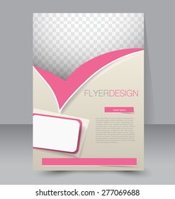 Flyer template. Business brochure. Editable A4 poster for design, education, presentation, website, magazine cover. Pink color.