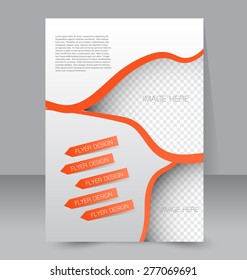 Flyer template. Business brochure. Editable A4 poster for design, education, presentation, website, magazine cover. Orange color.