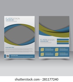 Flyer template. Business brochure. Editable A4 poster for design, education, presentation, website, magazine cover. Blue and green color.