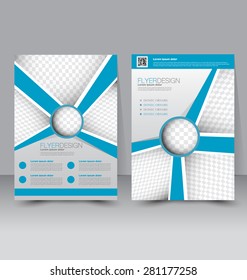 Flyer template. Business brochure. Editable A4 poster for design, education, presentation, website, magazine cover. Blue color.