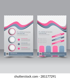 Flyer template. Business brochure. Editable A4 poster for design, education, presentation, website, magazine cover. Pink and grey color.