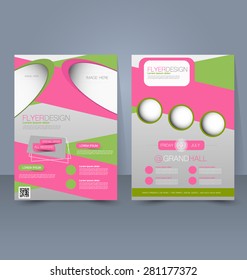 Flyer template. Business brochure. Editable A4 poster for design, education, presentation, website, magazine cover. Pink and green color.