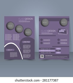 Flyer template. Business brochure. Editable A4 poster for design, education, presentation, website, magazine cover. Purple color.