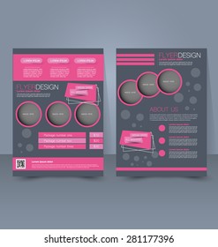 Flyer template. Business brochure. Editable A4 poster for design, education, presentation, website, magazine cover. Pink and grey color.