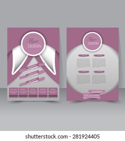 Flyer template. Business brochure. Editable A4 poster for design, education, presentation, website, magazine cover. Pink and grey color.