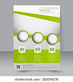 Flyer template. Business brochure. Editable A4 poster for design, education, presentation, website, magazine cover. Green color.