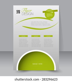 Flyer template. Business brochure. Editable A4 poster for design, education, presentation, website, magazine cover. Green color.
