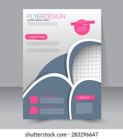 Flyer template. Business brochure. Editable A4 poster for design, education, presentation, website, magazine cover. Grey and pink color.