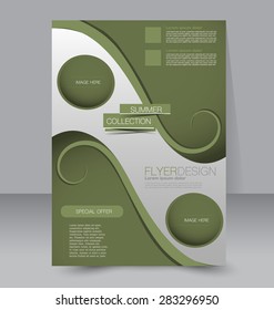 Flyer template. Business brochure. Editable A4 poster for design, education, presentation, website, magazine cover. Green color.